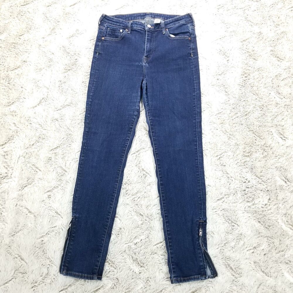 H&M‎ Denim Jeans Womens 32x30 Blue Skinny Ankle Dark Wash Denim